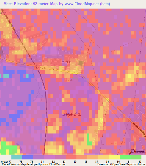 Mece,Croatia Elevation Map