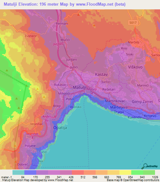 Matulji,Croatia Elevation Map