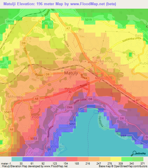 Matulji,Croatia Elevation Map