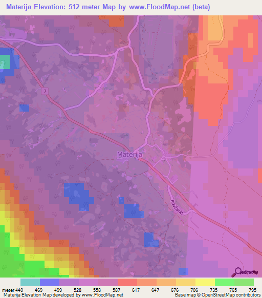 Materija,Slovenia Elevation Map