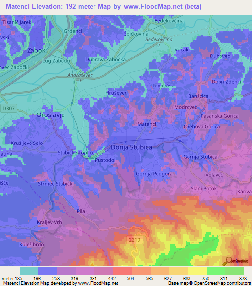 Matenci,Croatia Elevation Map