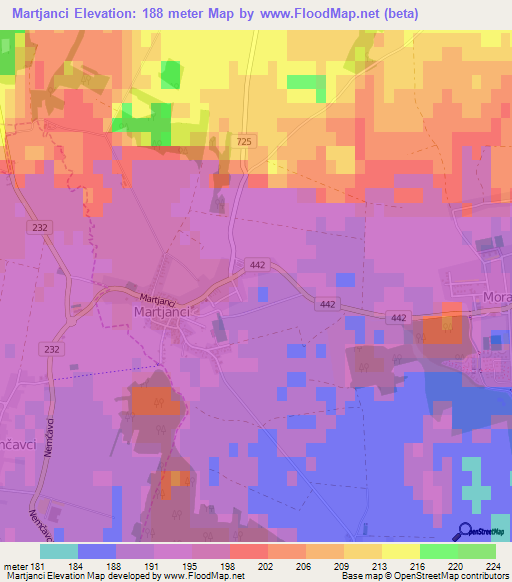 Martjanci,Slovenia Elevation Map