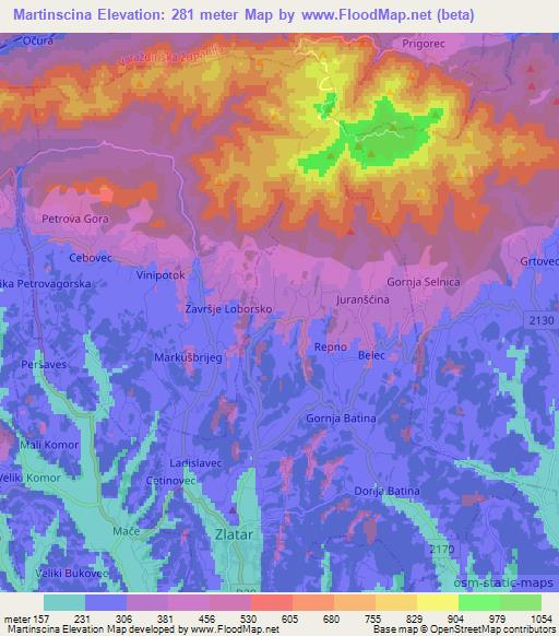 Martinscina,Croatia Elevation Map