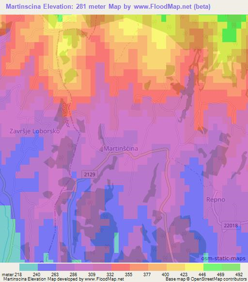 Martinscina,Croatia Elevation Map