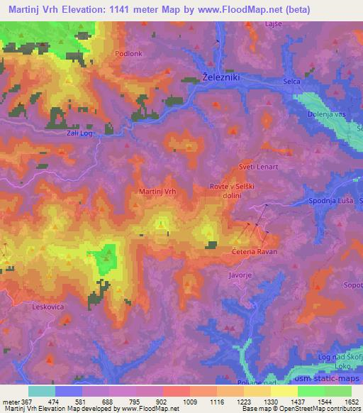 Martinj Vrh,Slovenia Elevation Map