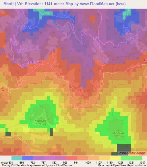 Martinj Vrh,Slovenia Elevation Map