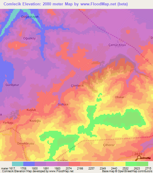 Comlecik,Turkey Elevation Map