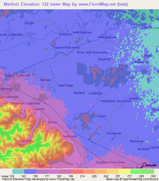 Martinic,Croatia Elevation Map