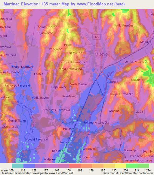 Martinec,Croatia Elevation Map