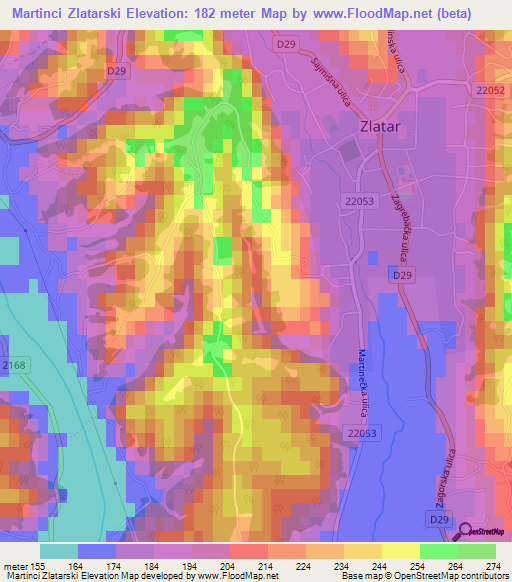 Martinci Zlatarski,Croatia Elevation Map