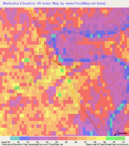 Markusica,Croatia Elevation Map