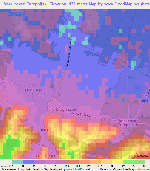 Markusevec Turopoljski,Croatia Elevation Map