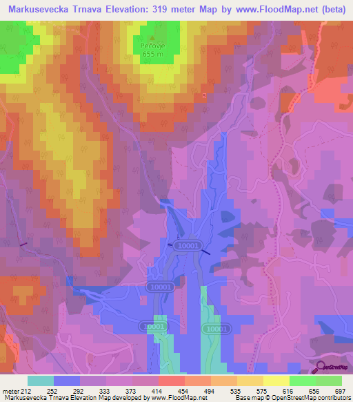 Markusevecka Trnava,Croatia Elevation Map