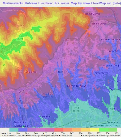 Markusevecka Dubrava,Croatia Elevation Map