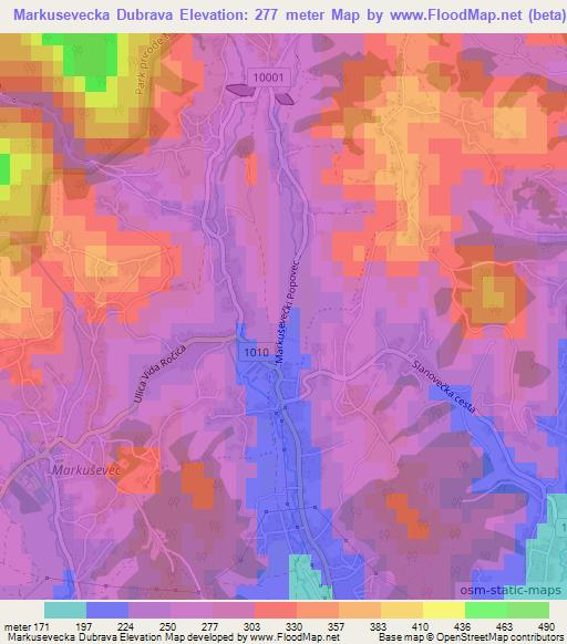 Markusevecka Dubrava,Croatia Elevation Map