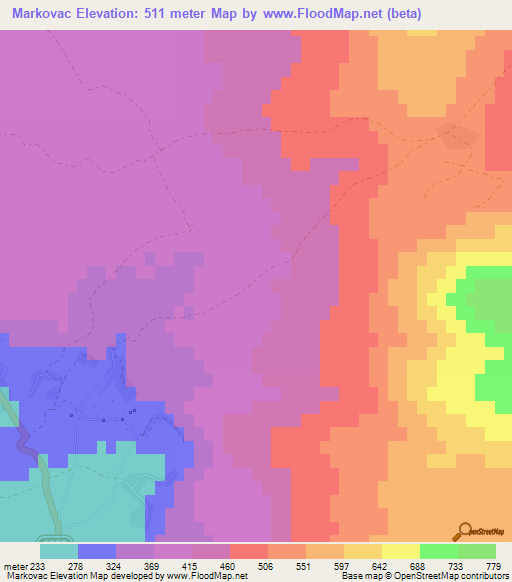 Markovac,Croatia Elevation Map