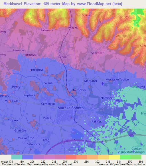 Markisavci,Slovenia Elevation Map