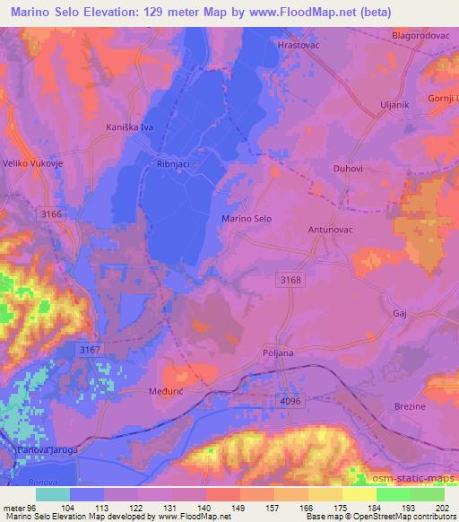 Marino Selo,Croatia Elevation Map