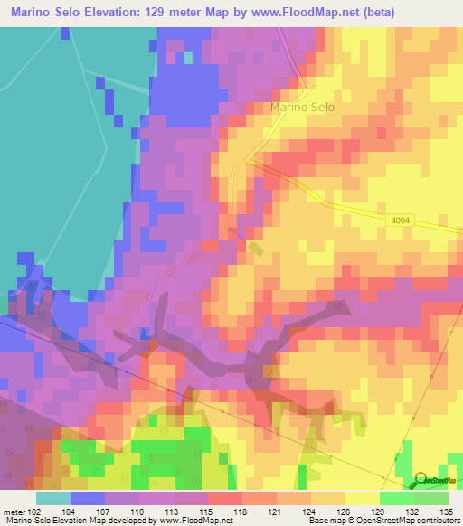 Marino Selo,Croatia Elevation Map