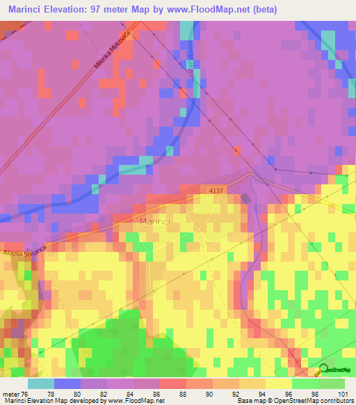 Marinci,Croatia Elevation Map