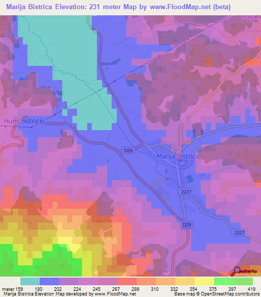 Marija Bistrica,Croatia Elevation Map