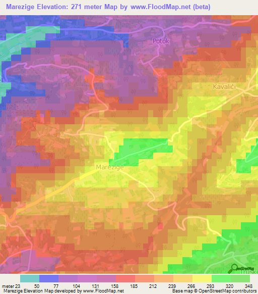 Marezige,Slovenia Elevation Map