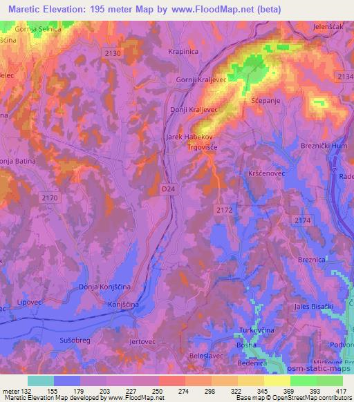 Maretic,Croatia Elevation Map