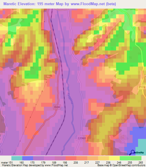 Maretic,Croatia Elevation Map