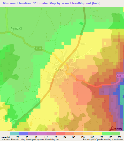 Marcana,Croatia Elevation Map