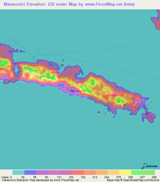 Maranovici,Croatia Elevation Map