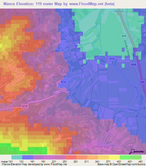 Mance,Slovenia Elevation Map