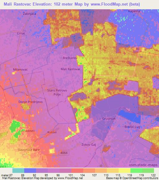 Mali Rastovac,Croatia Elevation Map