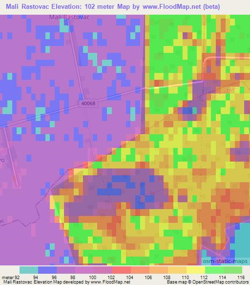 Mali Rastovac,Croatia Elevation Map