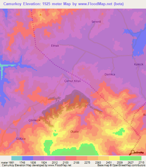 Camurkoy,Turkey Elevation Map