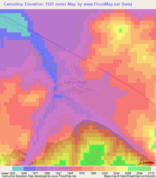 Camurkoy,Turkey Elevation Map