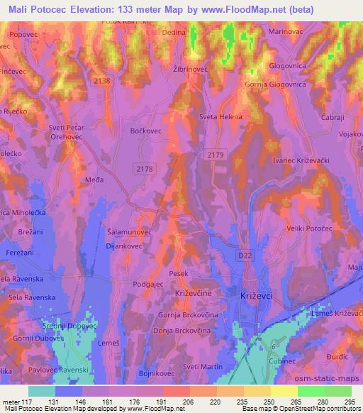 Mali Potocec,Croatia Elevation Map