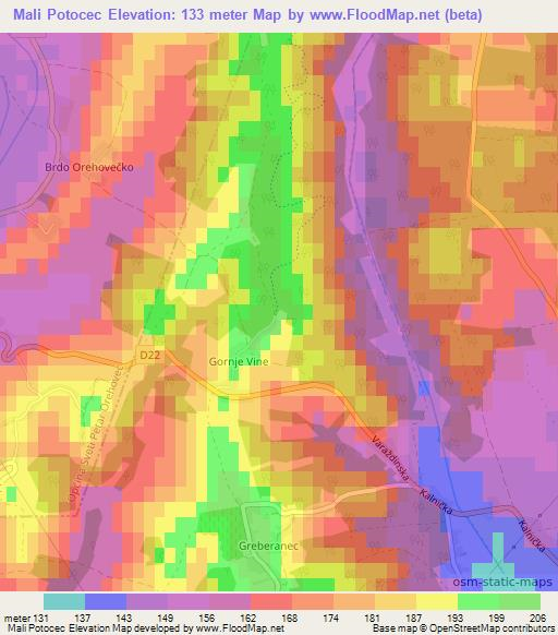 Mali Potocec,Croatia Elevation Map