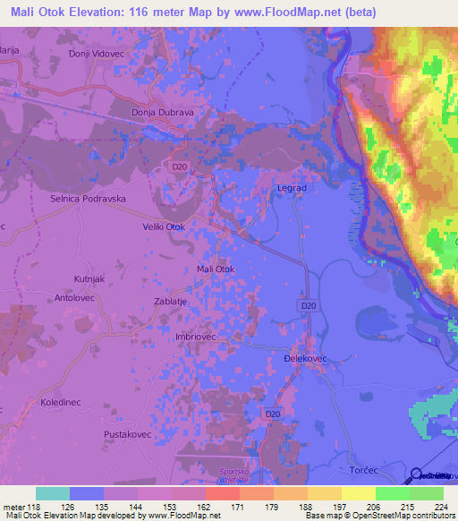 Mali Otok,Croatia Elevation Map