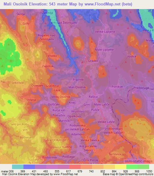 Mali Osolnik,Slovenia Elevation Map