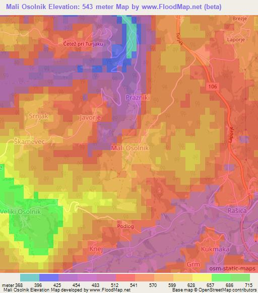 Mali Osolnik,Slovenia Elevation Map