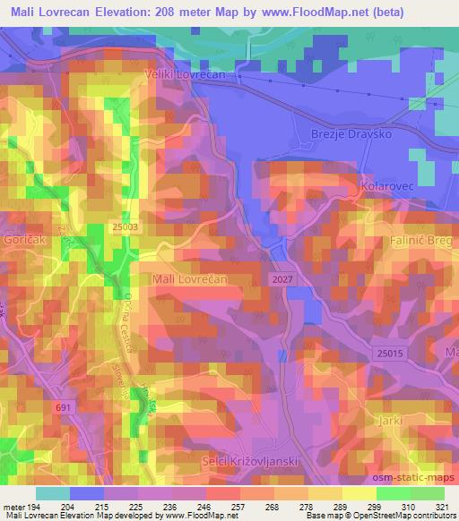 Mali Lovrecan,Croatia Elevation Map