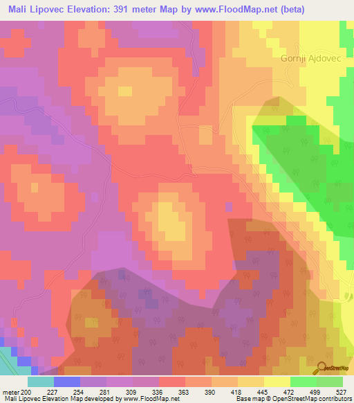 Mali Lipovec,Slovenia Elevation Map