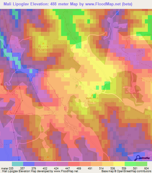 Mali Lipoglav,Slovenia Elevation Map