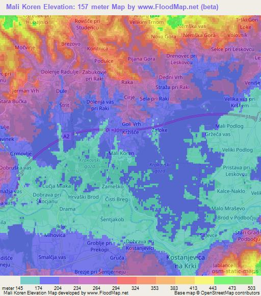 Mali Koren,Slovenia Elevation Map