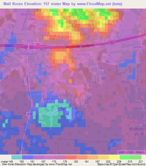 Mali Koren,Slovenia Elevation Map