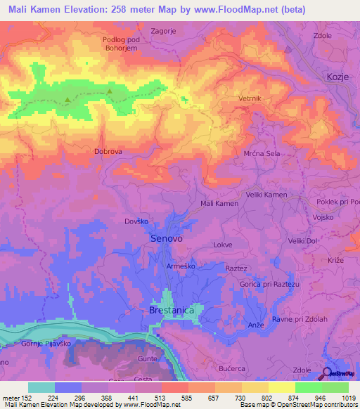 Mali Kamen,Slovenia Elevation Map