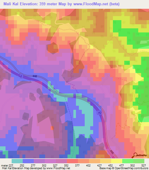 Mali Kal,Slovenia Elevation Map