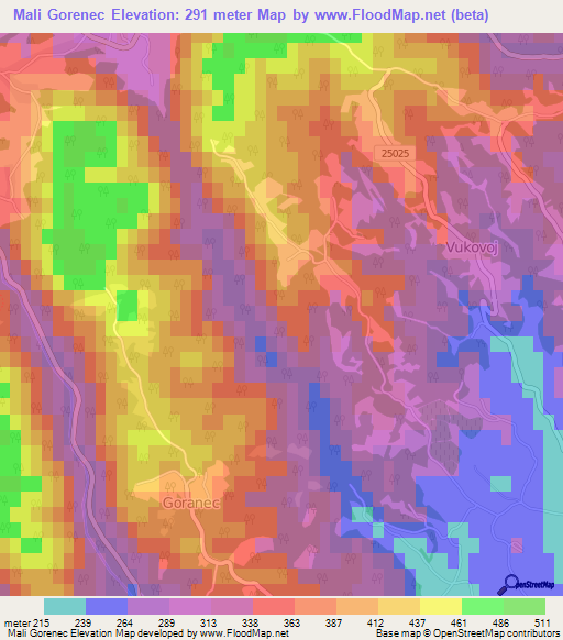 Mali Gorenec,Croatia Elevation Map