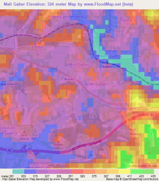 Mali Gaber,Slovenia Elevation Map