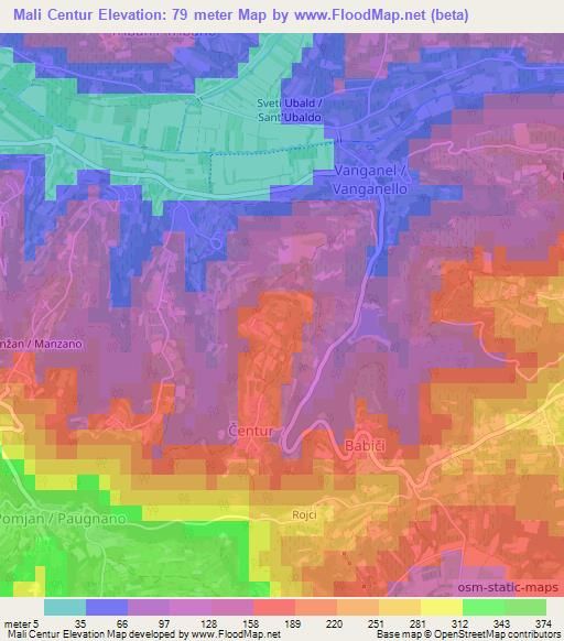 Mali Centur,Slovenia Elevation Map